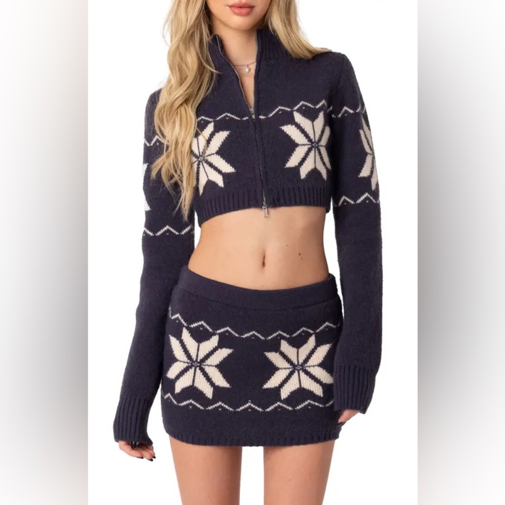 NWT Edikted cropped sweater and skirt set